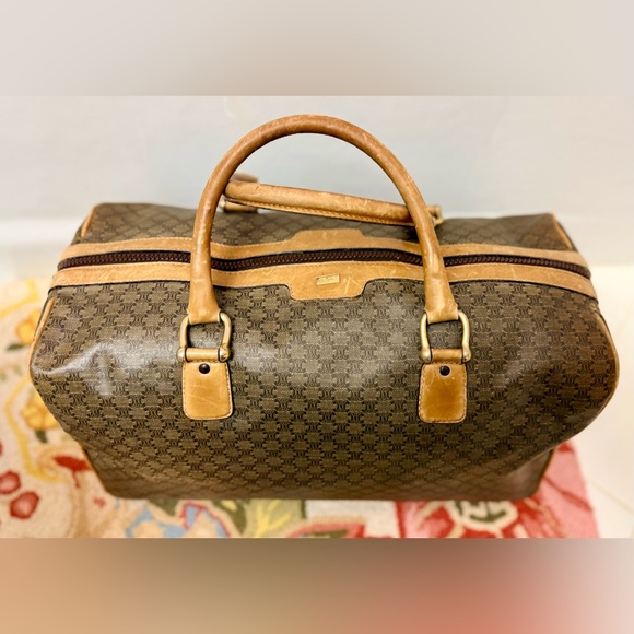 Celine Handbags - Vintage CELINE Macadam Top Handle 24 H Travel Bag Boston - Brown Printed Canvas